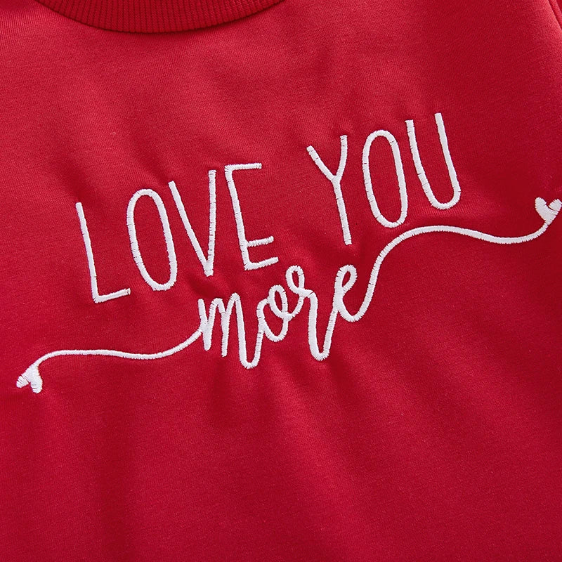 Baby Toddler Girls Boys Love You More / Candy Hearts Valentine's Day Letter Heart Long Sleeve Round Neck Valentines Tops