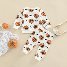 Load image into Gallery viewer, Baby Girl Boy 2Pcs Halloween Outfit Long Sleeve Pumpkin Bat Boo Printed Top Long Pants
