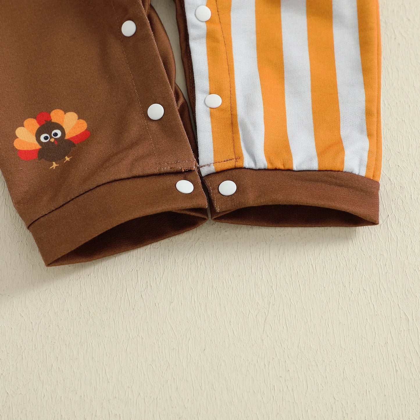 Baby Boy Thanksgiving Romper Overalls Turkey Stripe Print Sleeveless Suspender Jumpsuit