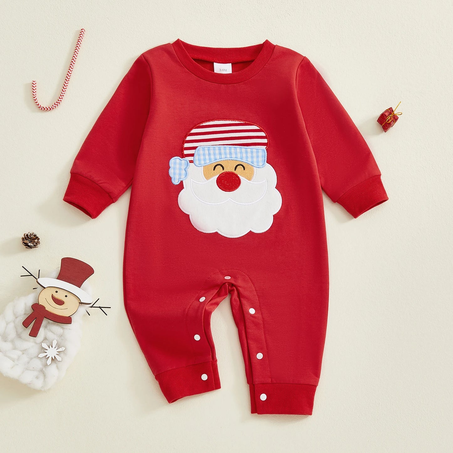 Baby Boy Girl Christmas Romper Santa Claus Crew Neck Long Sleeve Jumpsuit Cute Winter Clothes