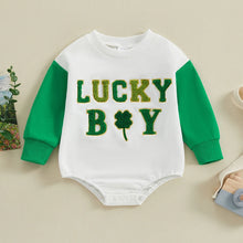 Load image into Gallery viewer, Baby Girls Boys St. Patrick&#39;s Day Romper Long Sleeve Crew Neck Embroidery Lucky Boy / Girl / Baby Letters Shamrock Jumpsuit
