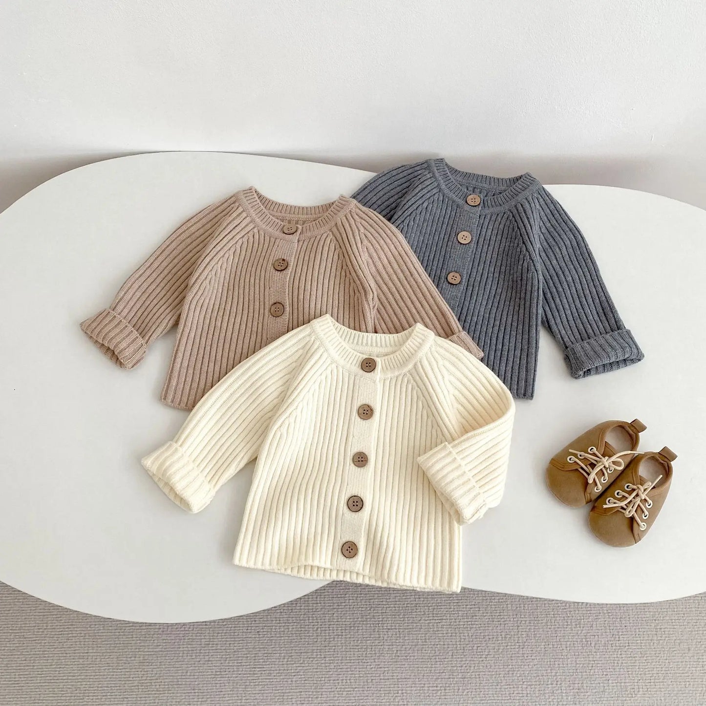 Baby Toddler Boy Girl Sweater Cardigan Knit Winter Clothes Thick Warm Knitwear Long Sleeve Top