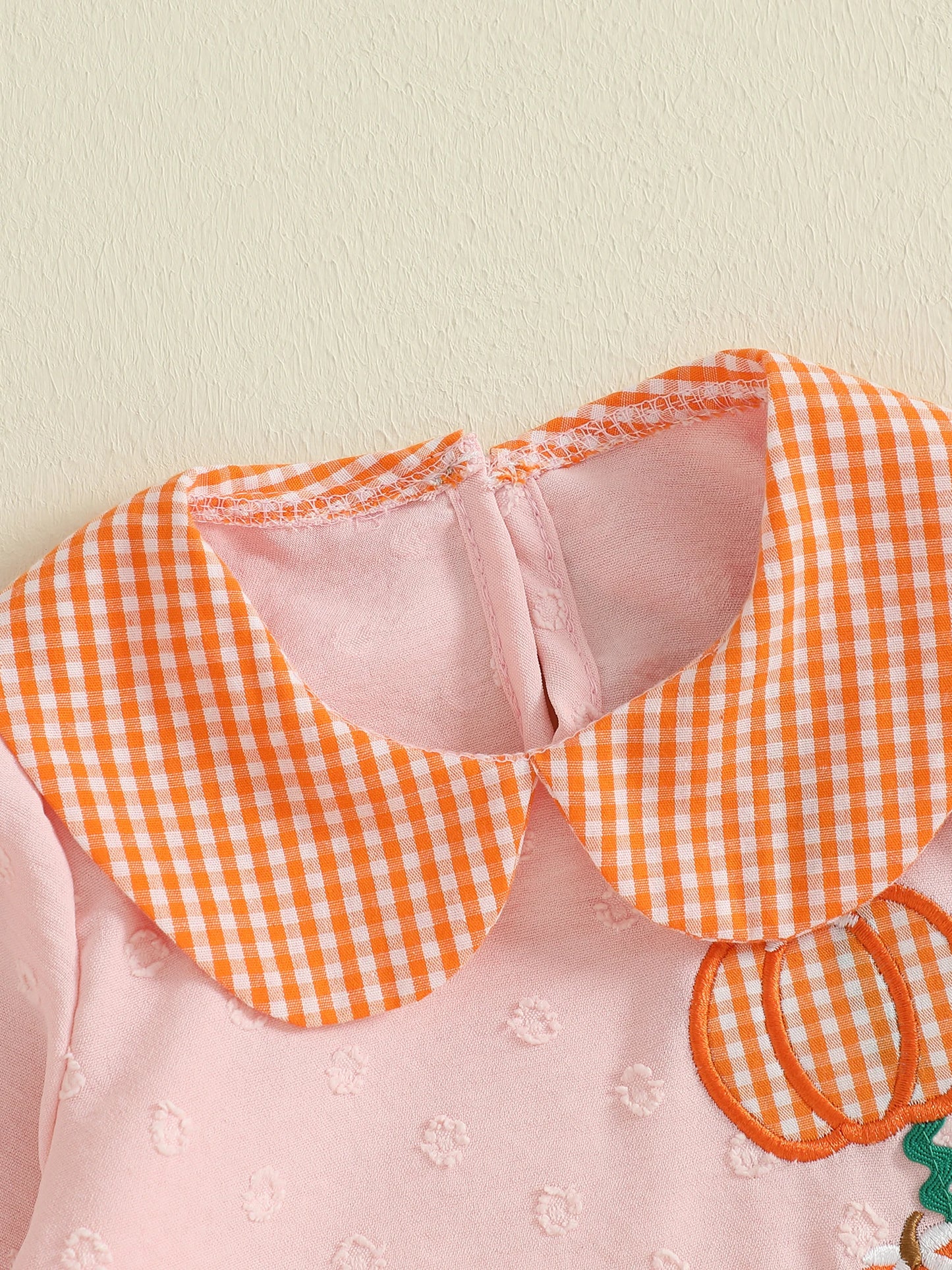 Baby Girl Thanksgiving Bodysuit Long Sleeve Doll Collar Pumpkin Embroidery Romper Fall Playsuit
