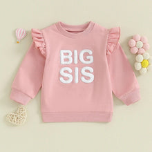 Load image into Gallery viewer, Baby Toddler Kids Girls Sister Matching Big Sis Shirt/Lil Sis Ruffle Sleeve Long Sleeve Romper Crewneck Top
