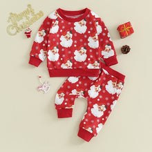 Load image into Gallery viewer, Baby Toddler Girls Boys 2Pcs Christmas Clothes Long Sleeve Santa Claus Print Crewneck Top Pants Set
