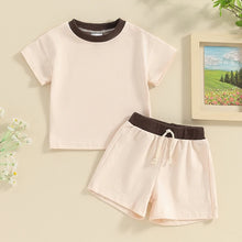 Load image into Gallery viewer, Toddler Baby Boys 2Pcs Clothes Set Contrast Color Short Sleeve Crew Neck Top with Shorts Outfit
