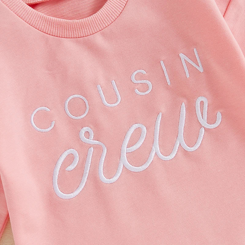 Baby Girl Boy Cousin Crew Romper Letter Embroidery Baby Long Sleeve Jumpsuit Cute Matching Family Clothes