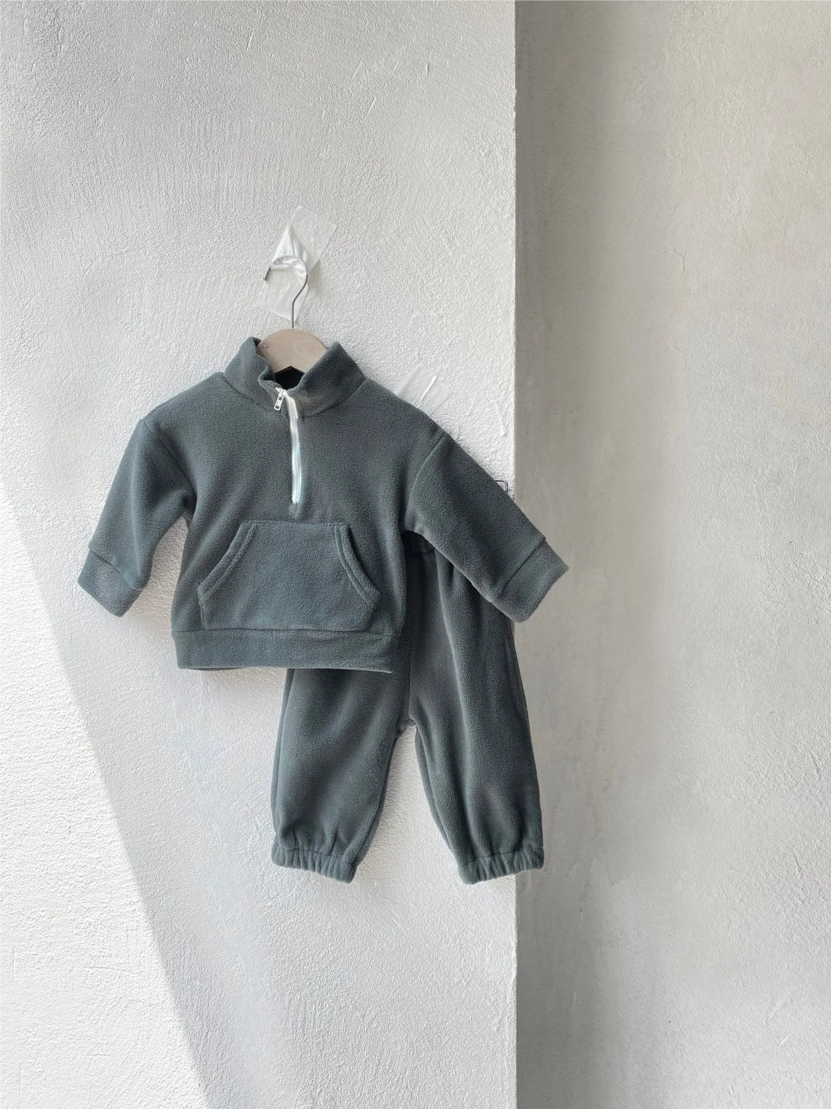 Toddler Kid Boy Girl 2Pcs Winter Clothes Set Fleece Warm Pullover Top Pant Thick Two Piece Jogger Set Loose Outfit