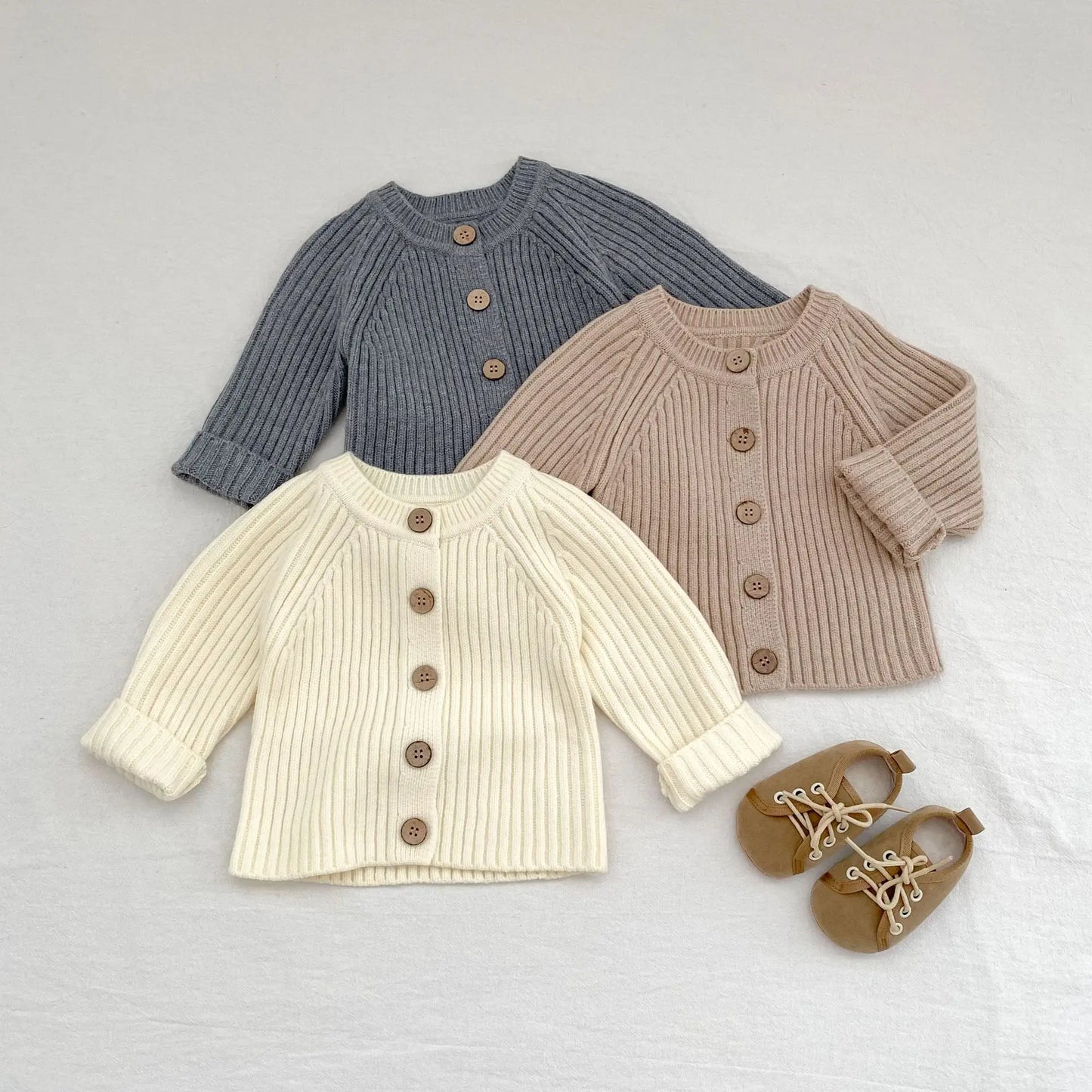 Baby Toddler Boy Girl Sweater Cardigan Knit Winter Clothes Thick Warm Knitwear Long Sleeve Top