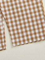 Baby Toddler Boys Girls 2Pcs Thanksgiving Outfit Pumpkin Turkey Pie Long Sleeve Crewneck Top Plaid Elastic Waist Pants Set