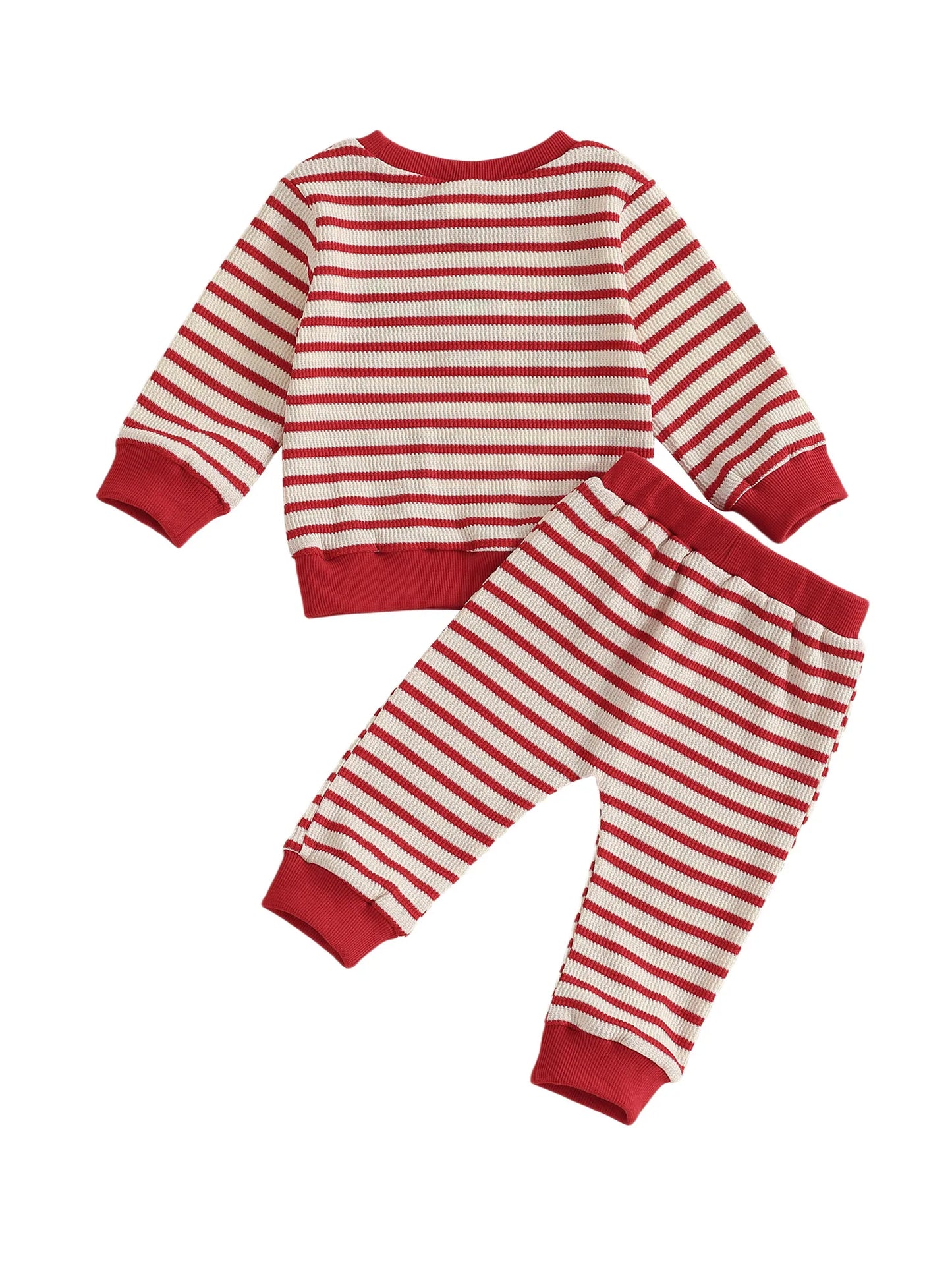 Baby Toddler Girls 2Pcs Autumn Pants Sets Strawberry Embroidery Long Sleeve Top Striped Pants Set