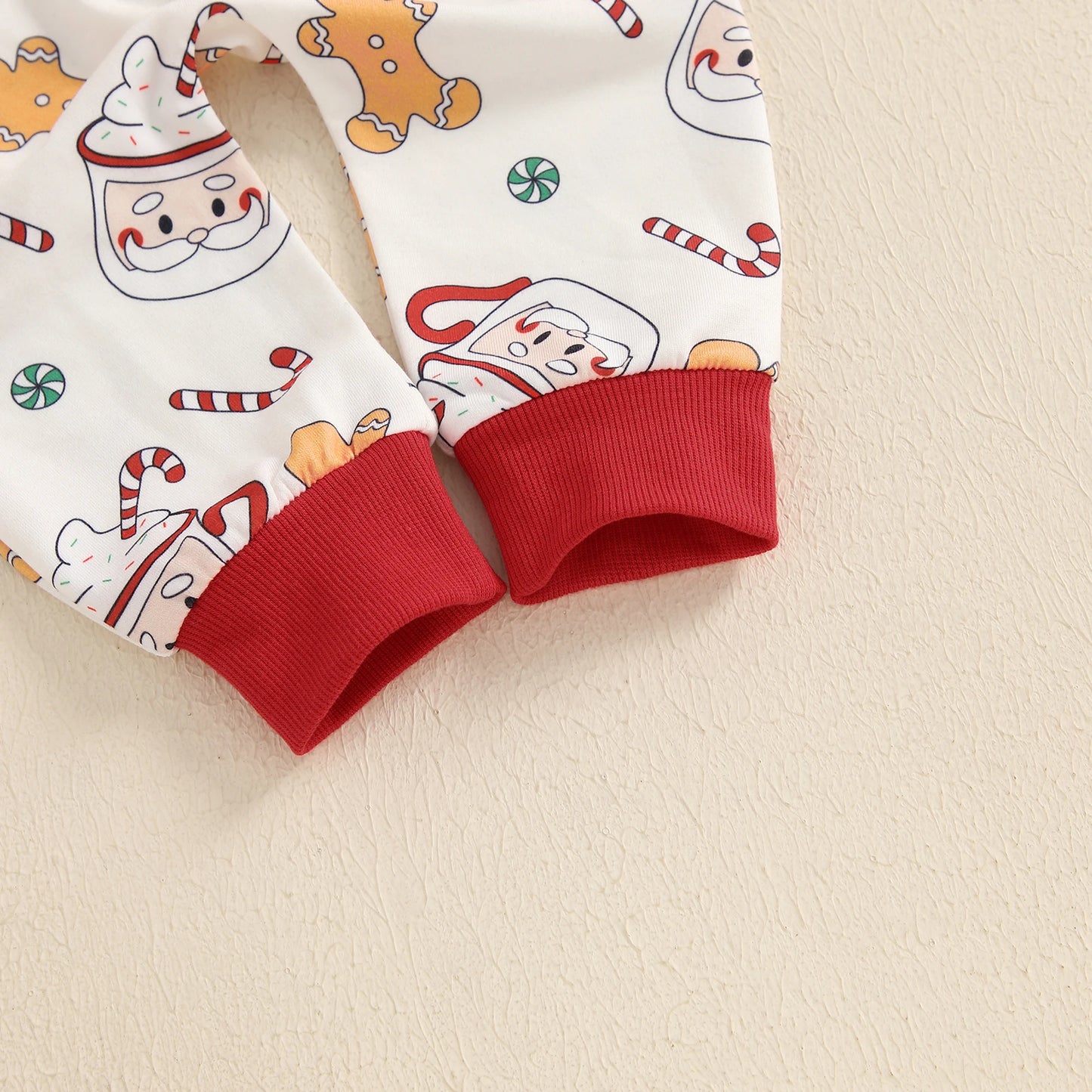 Baby Toddler Boys Girls 2Pcs Christmas Jogger Set Gingerbread Man Santa Mug Print Long Sleeve Top Long Pants Outfit