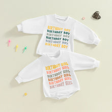 Load image into Gallery viewer, Baby Girls Boys Bubble Romper Birthday Boy / Girl Letter Print Long Sleeve Bodysuit
