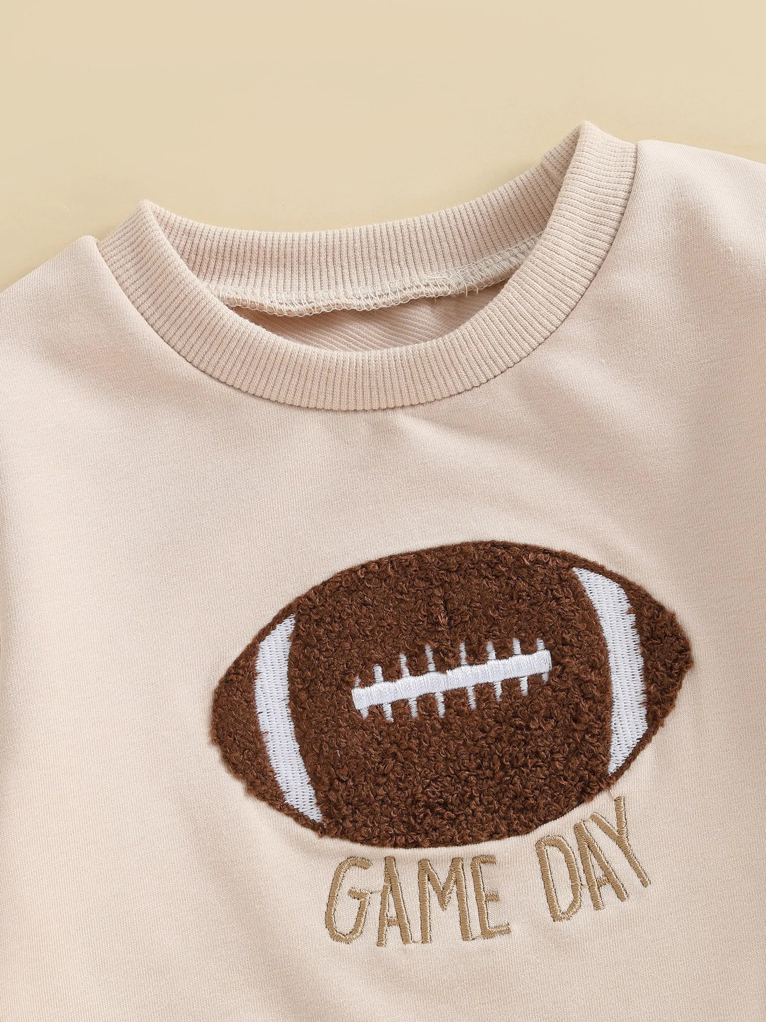 Baby Toddler Boys 2Pcs Game Day Fall Set Long Sleeve Football Embroidery Pullover Top and Pumpkin Print Pants Outfit