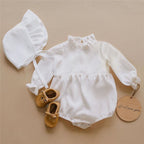 Linen Ruffle Neck Romper