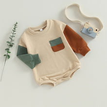 Load image into Gallery viewer, Baby Girls Boys Casual Long Sleeve Crewneck Color Block Romper
