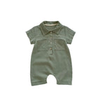 Solid Linen Overalls Jumpsuit Romper