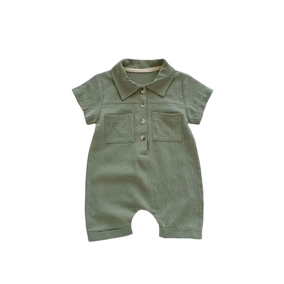 Solid Linen Overalls Jumpsuit Romper