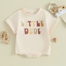 Load image into Gallery viewer, Baby Boy Romper Bubble Short Sleeve Little Dude Letters Print Jumpsuit Oversized
