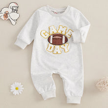 Load image into Gallery viewer, Baby Girl Boy Fall Romper GAME DAY Letter Football Embroidery Long Sleeve Full Length Jumpsuit
