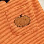 Baby Girls 3Pcs Halloween Outfit Pumpkin Ruffle Long Sleeve Romper Overall Dress Headband Set