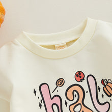 Load image into Gallery viewer, Baby Girl Halloween Long Sleeve Round Neck Cartoon Letter Print Bodysuit Playsuit Romper
