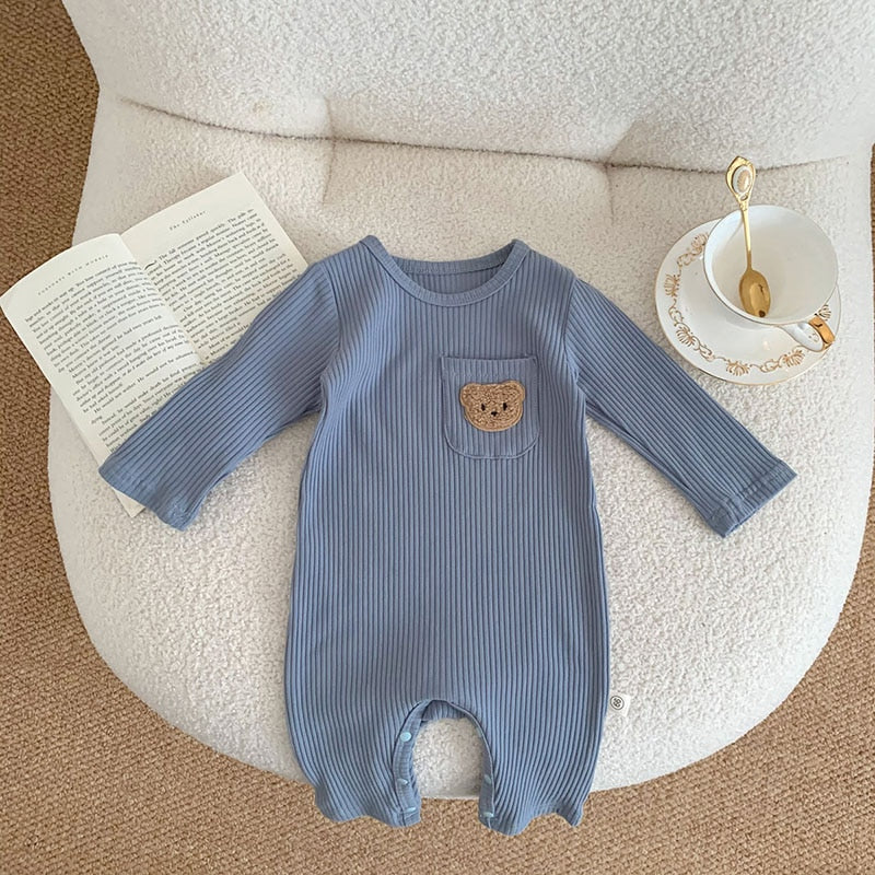 Bear Patch Ribbed Romper