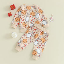Load image into Gallery viewer, Baby Toddler Boys Girls 2Pcs Christmas Clothing Cookie Candy Cane Milk Long Sleeve Crewneck Elastic Pants Set
