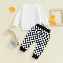 Load image into Gallery viewer, Baby Toddler Boys 2Pcs Mama&#39;s Boy Checkered Set Letter Print Long Sleeve Round Neck Top with Pocket Long Pants Outfit
