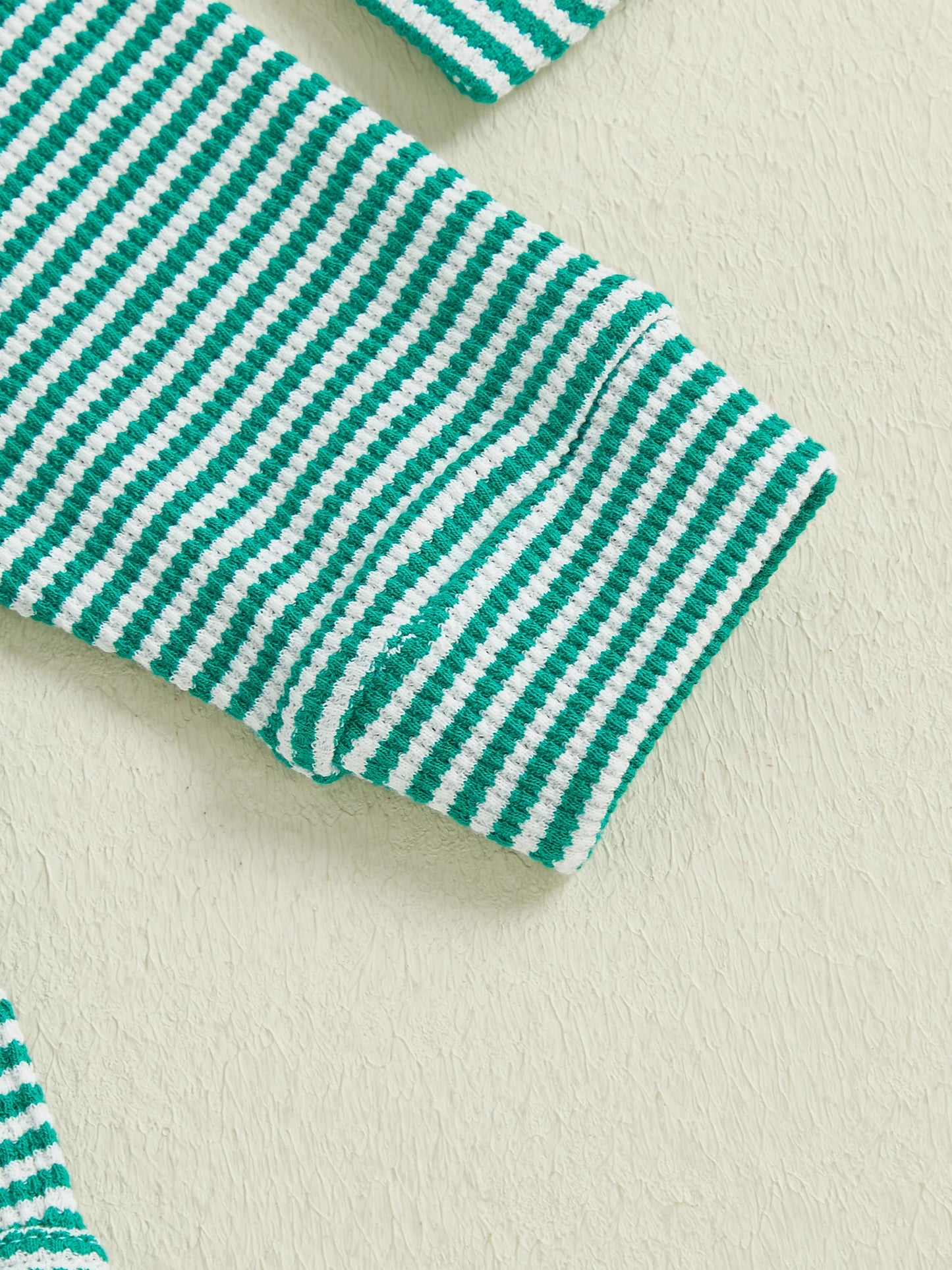 Baby Boys Girls 3Pcs Outfits Striped Crew Neck Long Sleeve Romper with Pants and Cap Beanie Hat Set