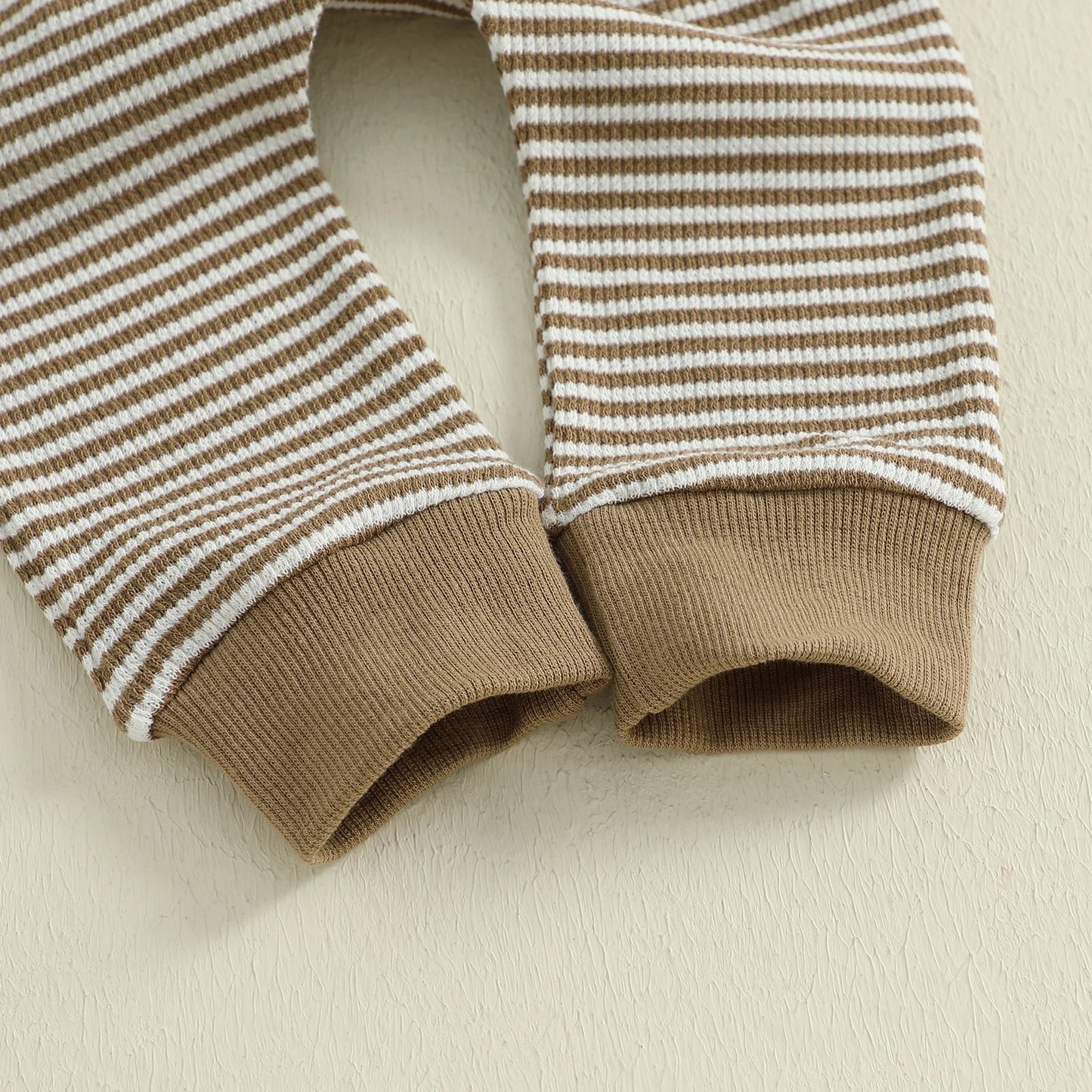 Baby Toddler Boys 2Pcs Jogger Set Long Sleeve Crew Neck Embroidery Gobble Turkey Top with Striped Pants Thanksgiving Clothes