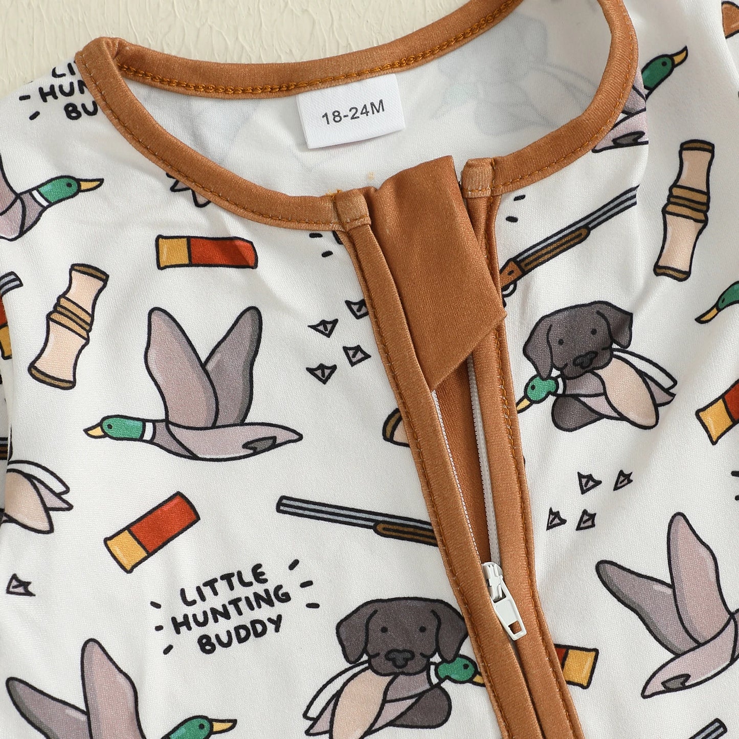 Baby Boys Autumn Casual Jumpsuit Long Sleeve Crewneck Deer Duck Print Zipper Romper