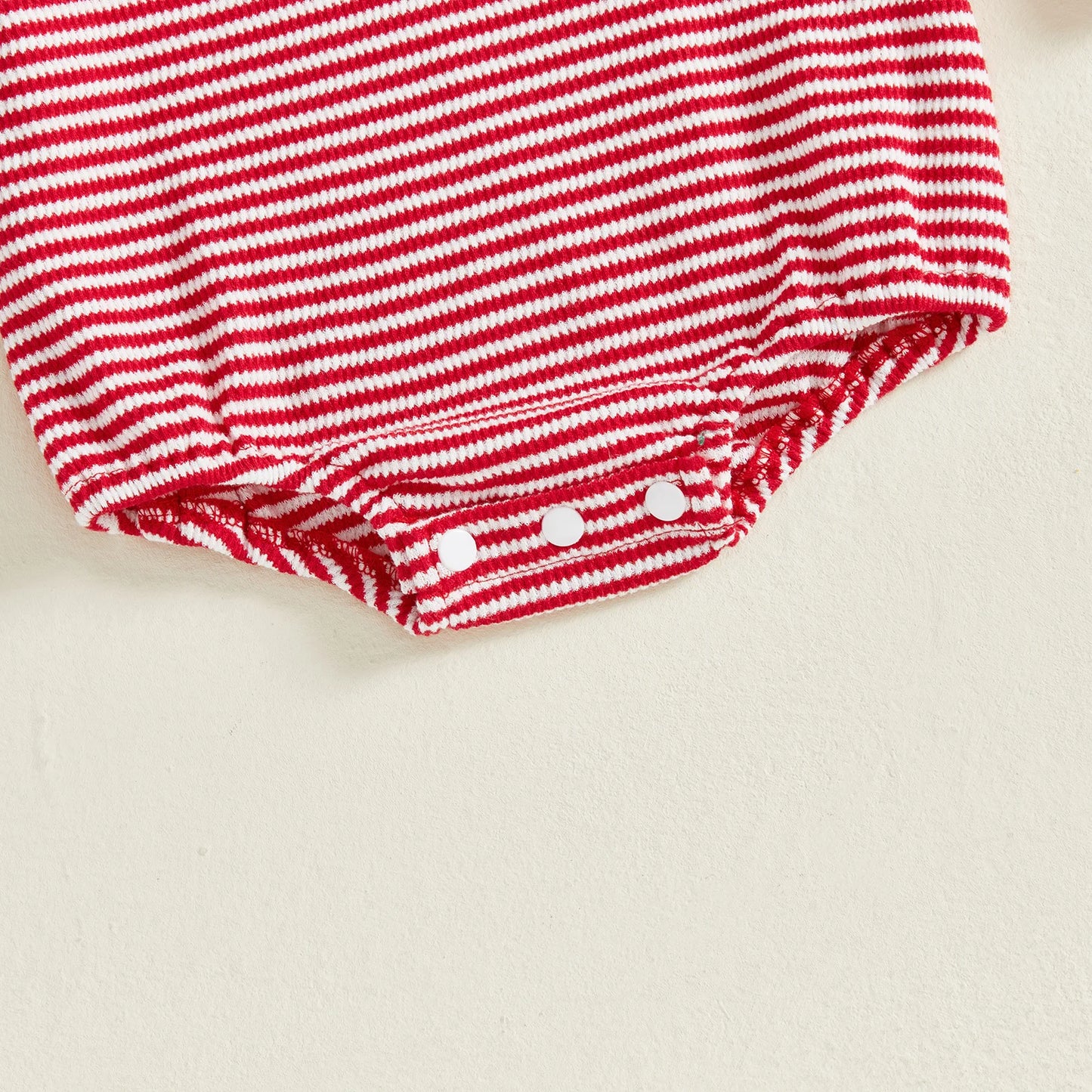 Baby Girls Boys Striped Romper Fashionable Christmas Gingerbread Embroidery Round Neck Long Sleeve Jumpsuit