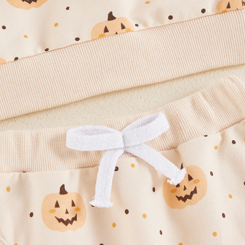 Baby Toddler Girls Boys 2Pcs Halloween Long Sleeve O Neck Pumpkin Print Top Pants Outfit Set