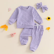 Load image into Gallery viewer, Baby Toddler Girls 3Pcs Fall Outfit Daisy Flower Embroidery Long Sleeve Top with Elastic Waist Pants Headband Set
