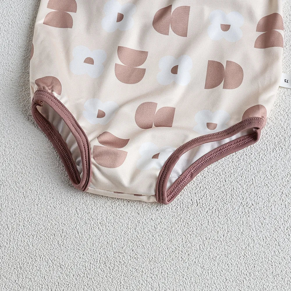 Baby Girls Floral Bandage Swimsuit With Hat Set