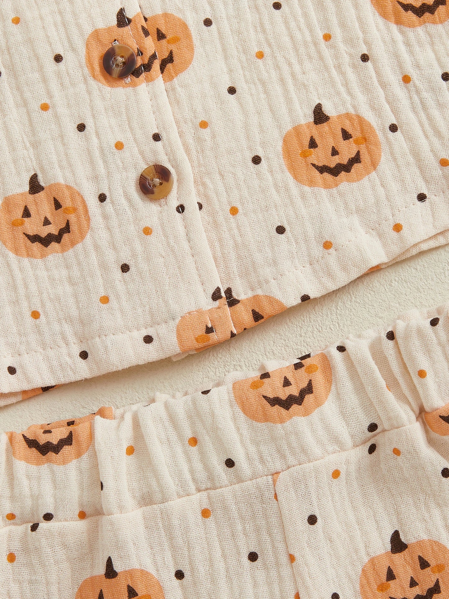 Baby Toddler Boys Girls 2Pcs Halloween Outfit Pumpkin Print Long Sleeve Shirt + Pants Set Loungewear