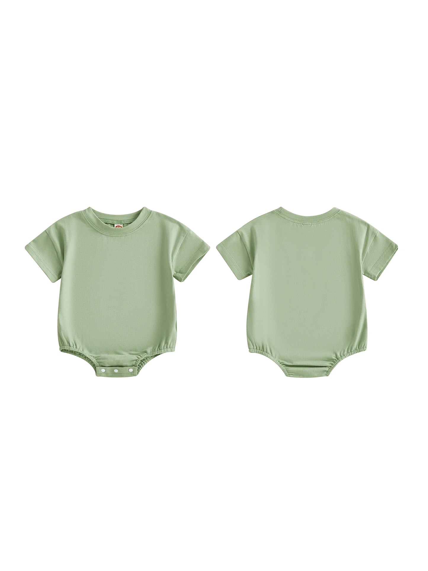 Baby Boys Girls Summer Spring Romper Solid Color Short Sleeve Round Neck Newborn Bodysuit