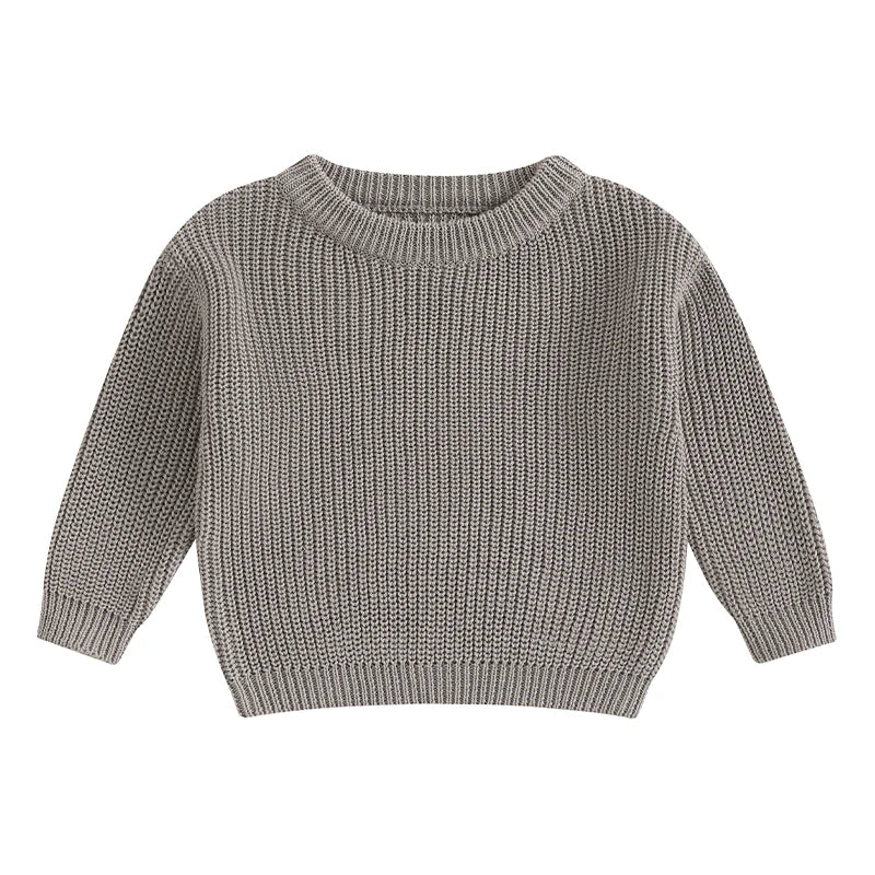 Baby Toddler Girls Boys Sweaters Knitting Pullovers Tops Solid Color Basic Cotton Long Sleeve Sweater Top