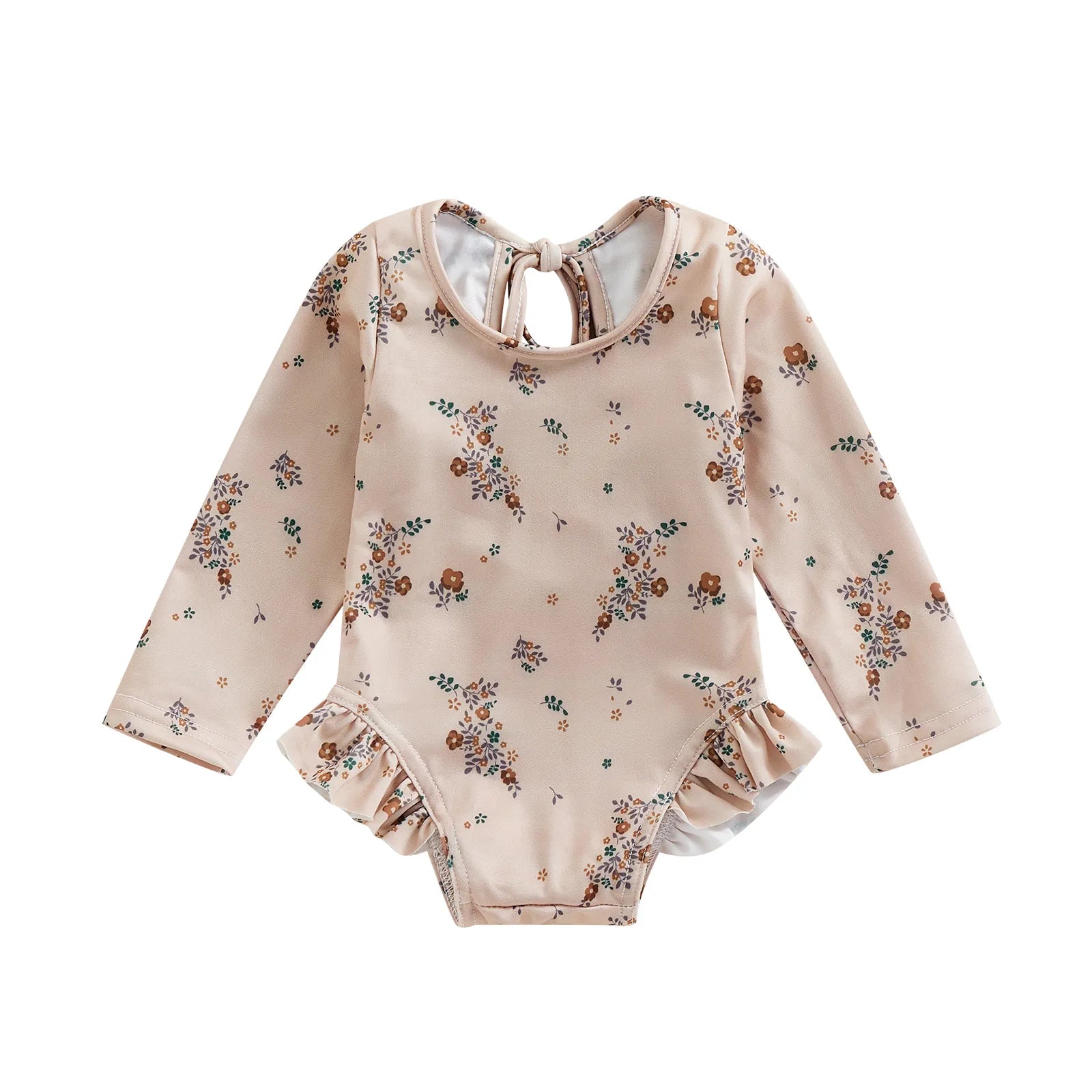 Baby Girl Floral Print Backless Bathing Suit