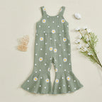 Baby Toddler Girls Summer Overalls Infants Sleeveless Daisy Floral Print Suspender Flared Pants