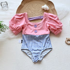 Girls Puff Sleeve 2 Pcs Swimsuit Set