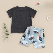 Load image into Gallery viewer, Baby Toddler Boys 2Pcs Finders Keepers / Take Me To The Beach Short Sleeve Letter Print Top and Drawstring Shorts Set
