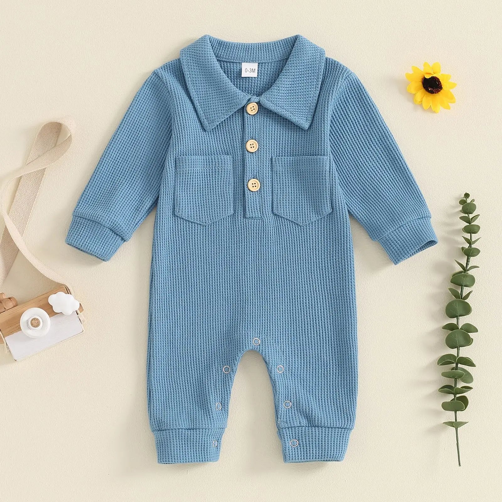 Turn Down Collar Boys Jumpsuit Romper