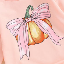 Load image into Gallery viewer, Baby Girls Romper Fall Long Sleeve Crew Neck Pumpkin Bow Print Bodysuit
