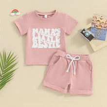 Load image into Gallery viewer, Toddler Baby Girl 2Pcs Mama&#39;s Little Bestie Summer Clothes Letter Print Short Sleeve Top Elastic Waist Shorts Infant Outfits Set
