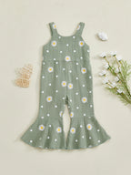 Baby Toddler Girls Summer Overalls Infants Sleeveless Daisy Floral Print Suspender Flared Pants