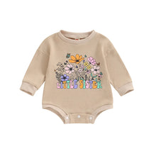 Load image into Gallery viewer, Baby Girls Little Sister Romper Long Sleeve Crew Neck Flower Letters Print Bodysuit
