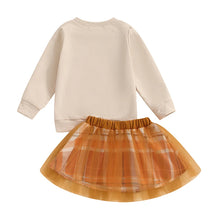 Load image into Gallery viewer, Baby Toddler Girls 2Pcs Mommy&#39;s Little Turkey Outfit Long Sleeve Letter Print Crewneck Top with Plaid Tulle TuTu Skirt Thanksgiving Clothes Set
