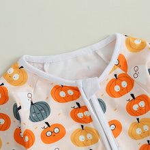 Load image into Gallery viewer, Baby Girl Boy Halloween Romper Long Sleeve Round Neck Pumpkins Print Jumpsuit Newborn Fall Outfit
